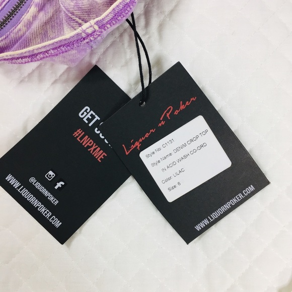 Liquor n Poker Denim acid wash crop top - Picture 7 of 9